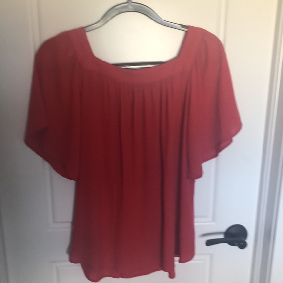 Loft Flutter Sleeve Red Blouse - Picture 2 of 2